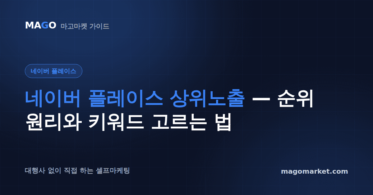 네이버 플레이스 상위노출 — 순위 원리와 키워드 고르는 법